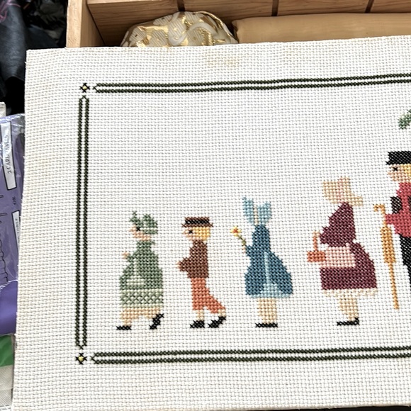 Other - Hand made counting stitched on white cans as